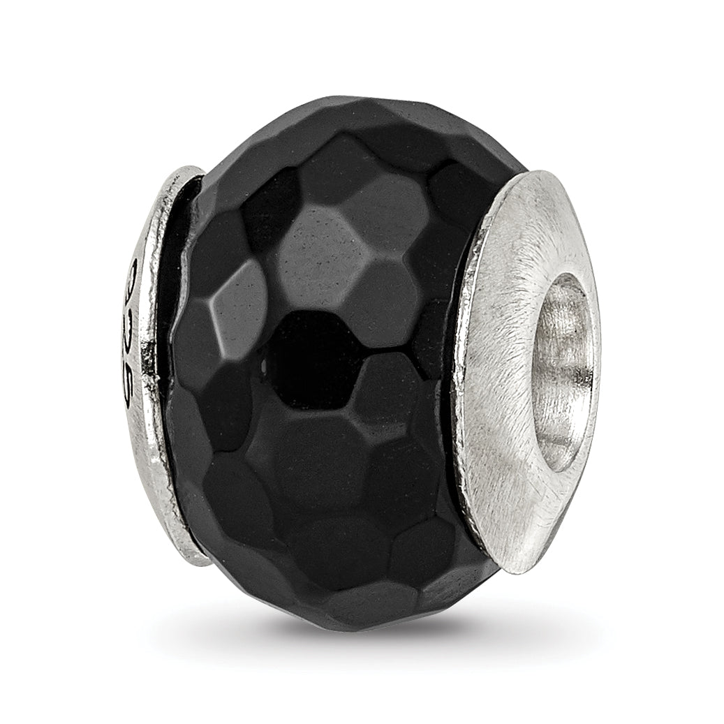 Sterling Silver Reflections Black Agate Stone Bead Main image