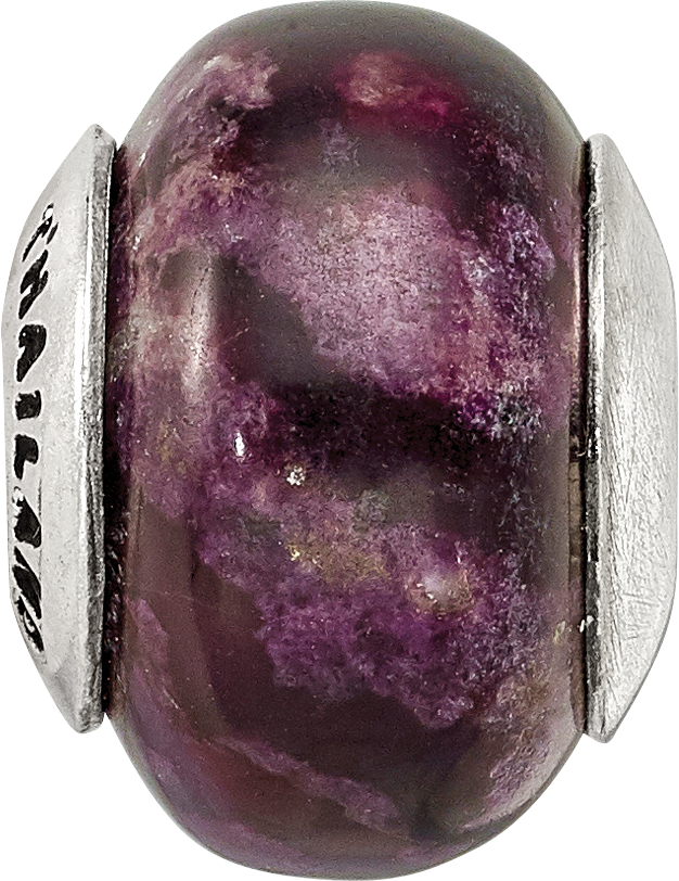 Sterling Silver 925 Purple Magnesite Stone Bead with Polished Finish