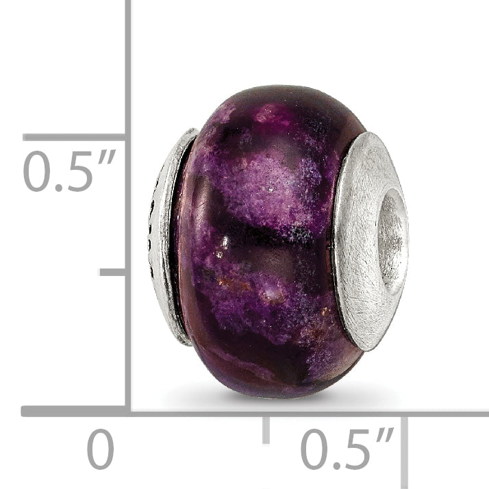 Sterling Silver 925 Purple Magnesite Stone Bead with Polished Finish