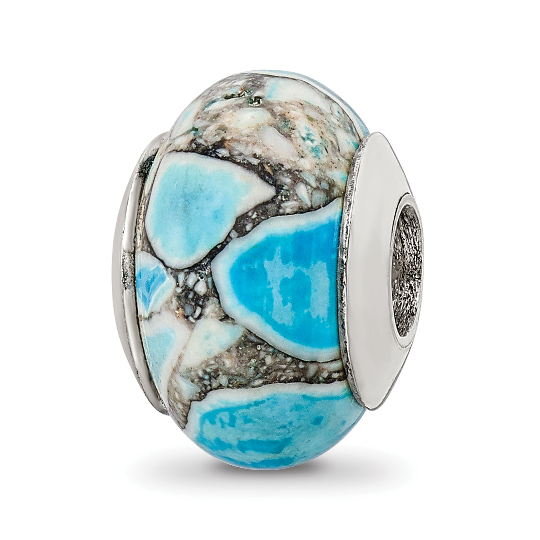 Sterling Silver Reflections Blue Mosaic Magnesite Stone Bead Main image
