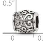 Sterling Silver 925 Antiqued Scroll Bali Bead Solid Casted Elegant Design