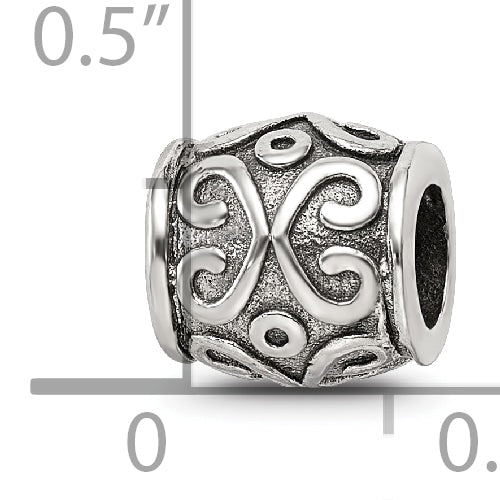 Sterling Silver 925 Antiqued Scroll Bali Bead Solid Casted Elegant Design