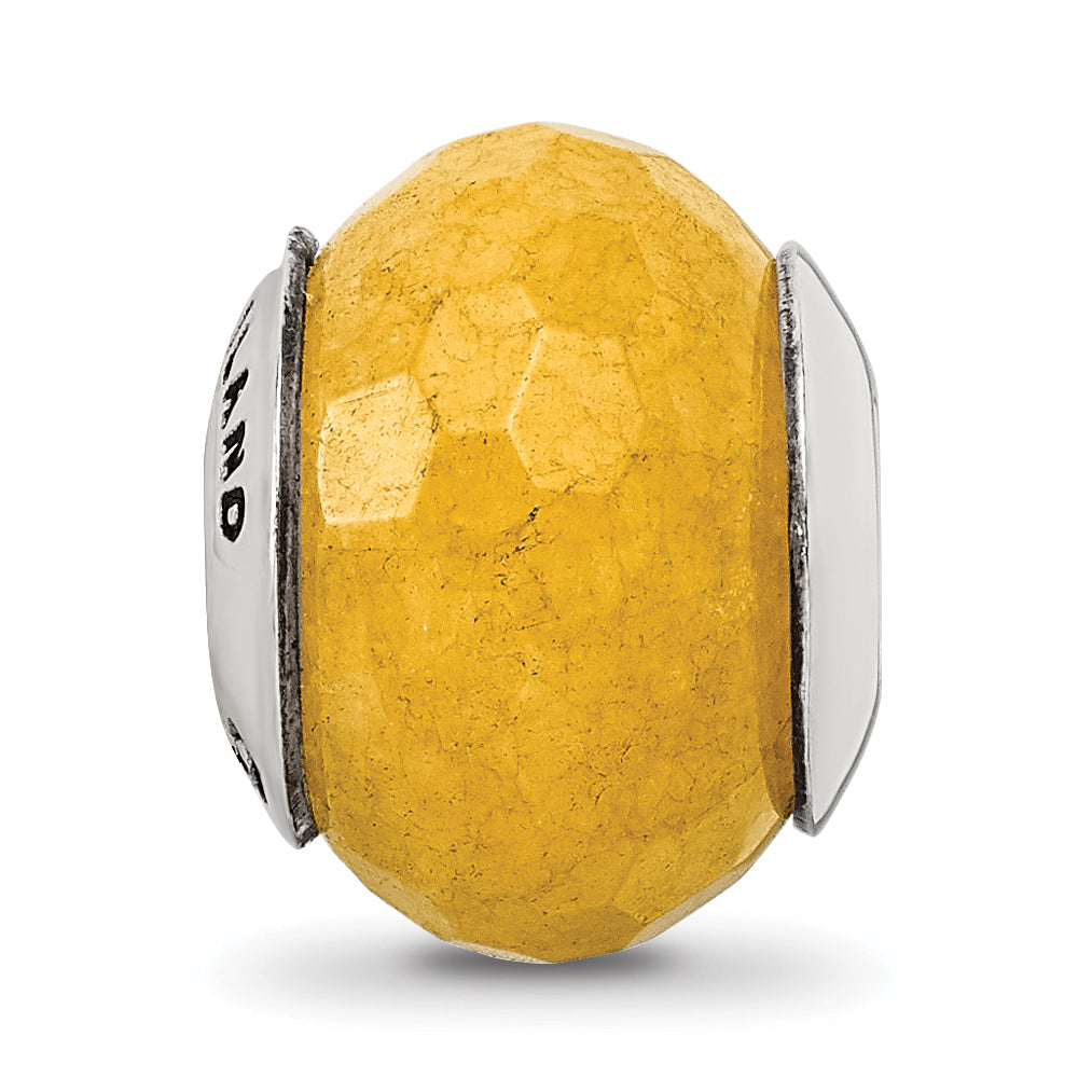 Sterling Silver Yellow Quartz Bead with Polished Finish, Earth-Inspired Design