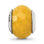 Sterling Silver Yellow Quartz Bead with Polished Finish, Earth-Inspired Design
