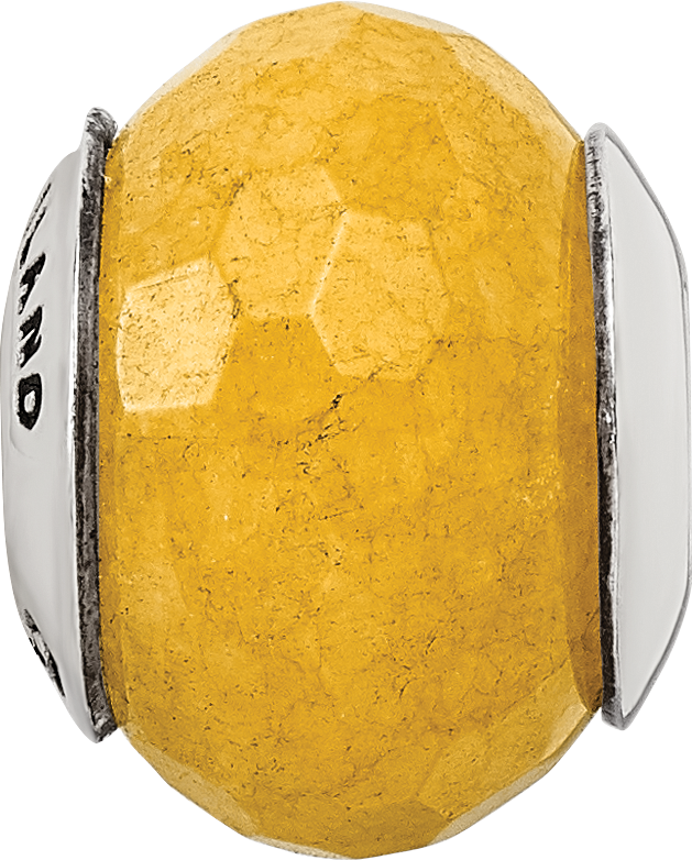 Sterling Silver Yellow Quartz Bead with Polished Finish, Earth-Inspired Design