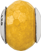 Sterling Silver Yellow Quartz Bead with Polished Finish, Earth-Inspired Design