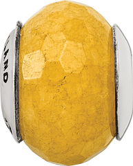 Sterling Silver Yellow Quartz Bead with Polished Finish, Earth-Inspired Design