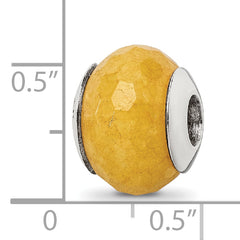 Sterling Silver Yellow Quartz Bead with Polished Finish, Earth-Inspired Design