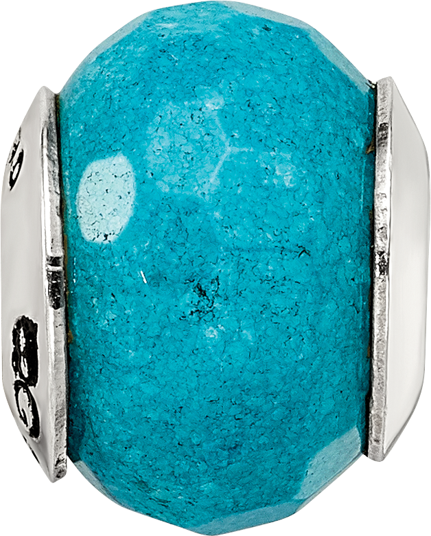 Sterling Silver 925 Polished Bead with Faceted Blue Quartz Stone