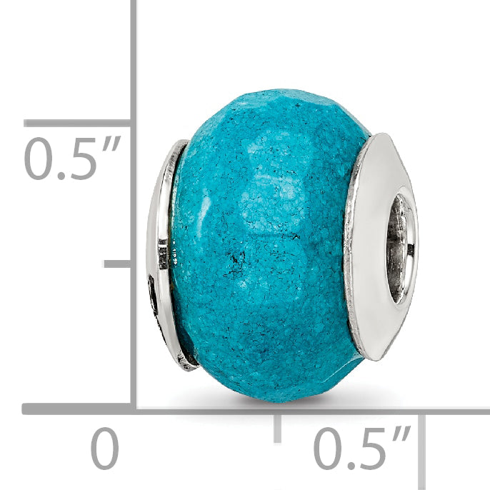 Sterling Silver 925 Polished Bead with Faceted Blue Quartz Stone