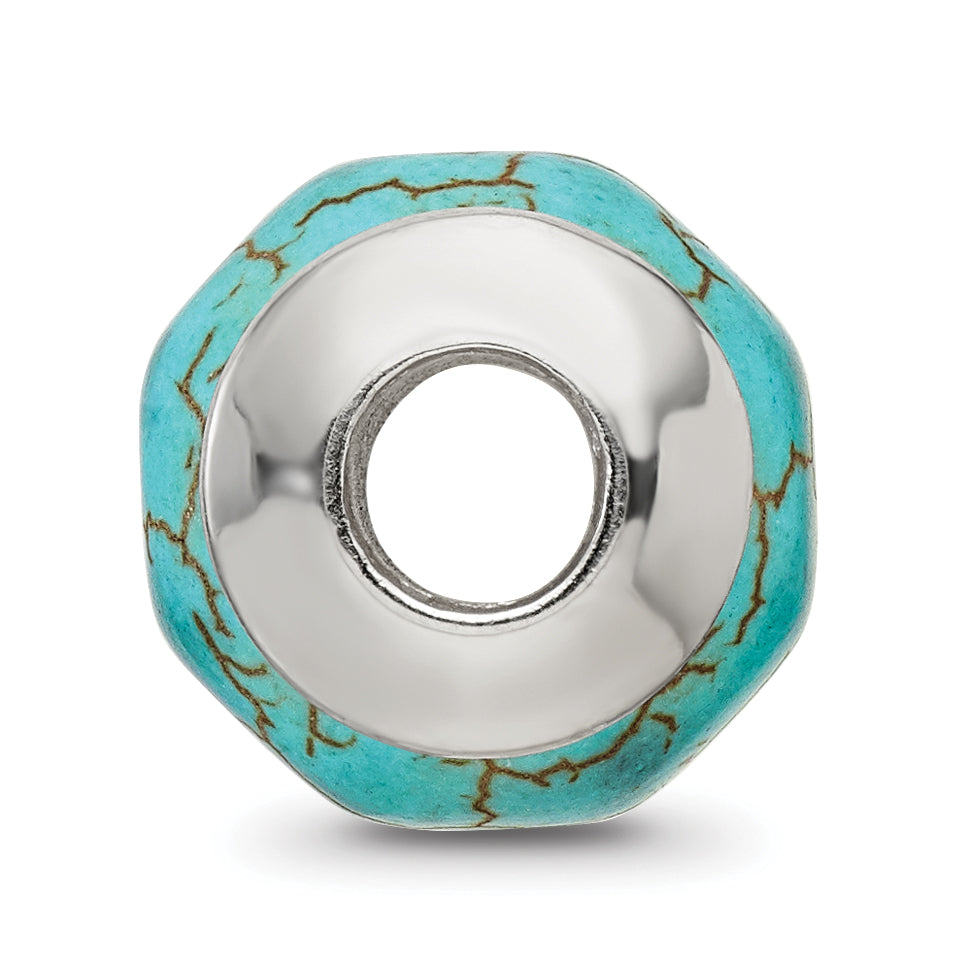 Sterling Silver 925 Blue Magnesite Bead with Polished Finish Secondary image