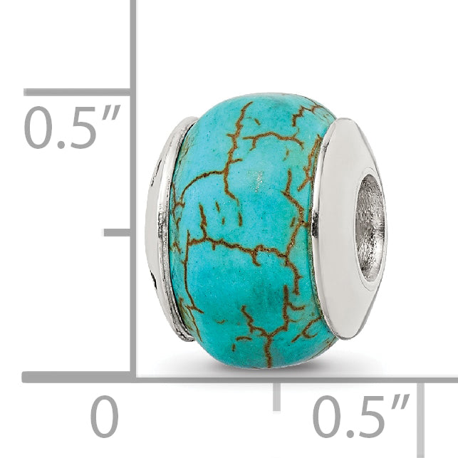 Sterling Silver 925 Blue Magnesite Bead with Polished Finish