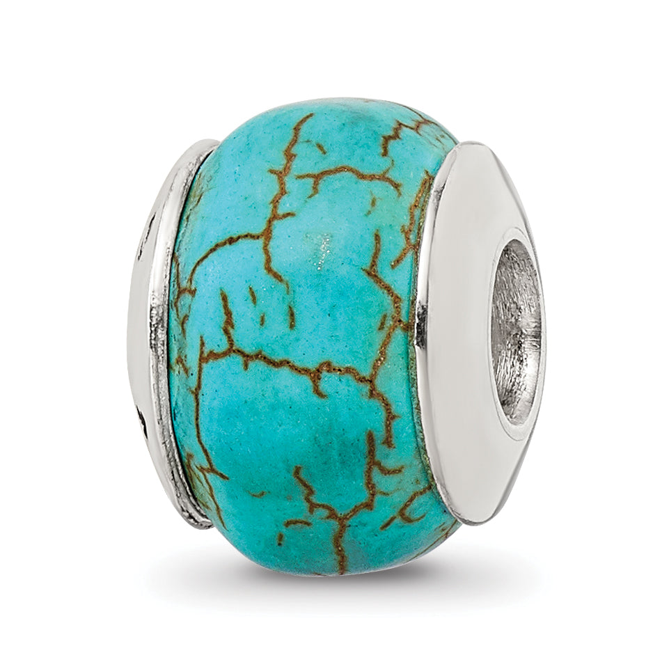 Sterling Silver Reflections Blue Magnesite Stone Bead