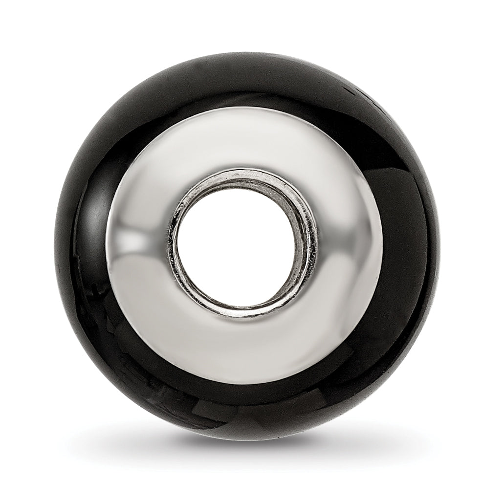 Sterling Silver 925 Black Agate Bead with Polished Finish Elegant Design Secondary image