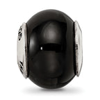 Sterling Silver 925 Black Agate Bead with Polished Finish Elegant Design