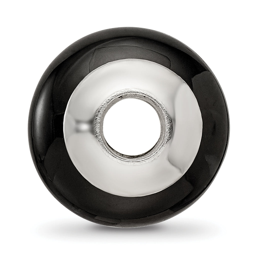 Sterling Silver 925 Black Agate Bead with Polished Finish Elegant