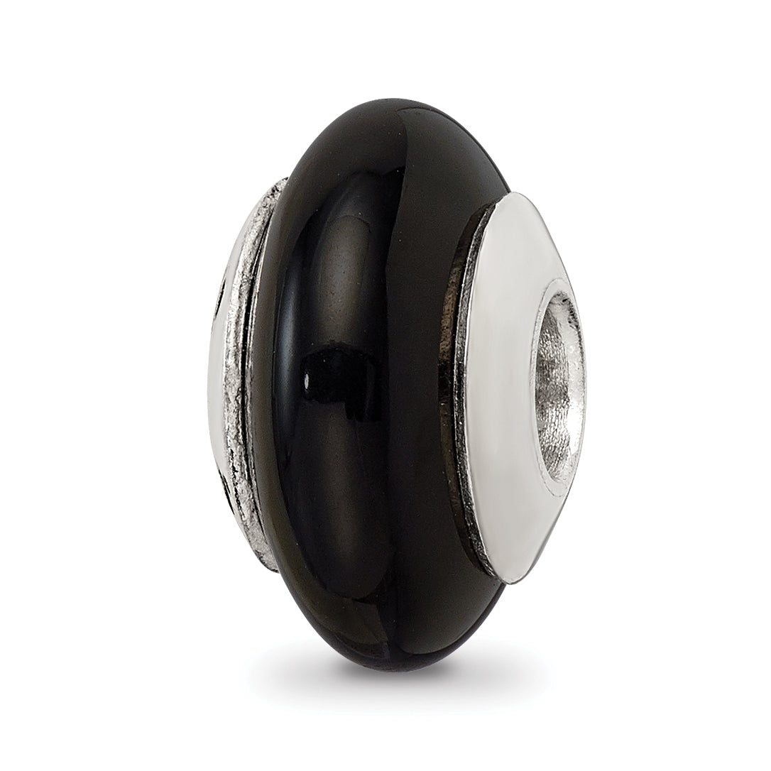 Sterling Silver Reflections Black Agate Stone Bead Main image