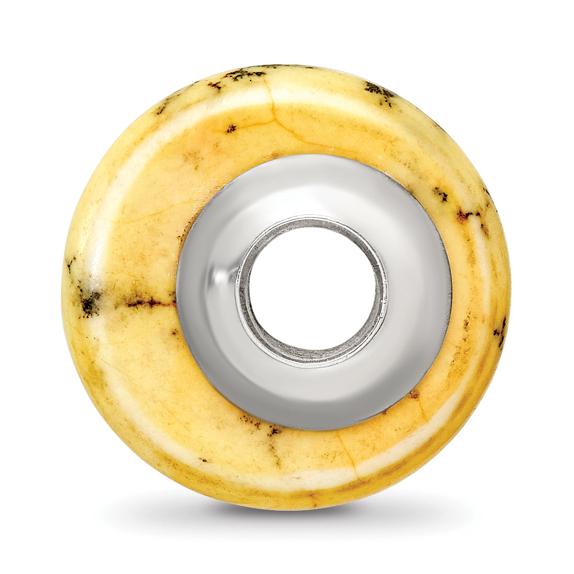 Sterling Silver 925 Polished Bead with Yellow Magnesite Stone Elegant Earth-Inspired Design Secondary image