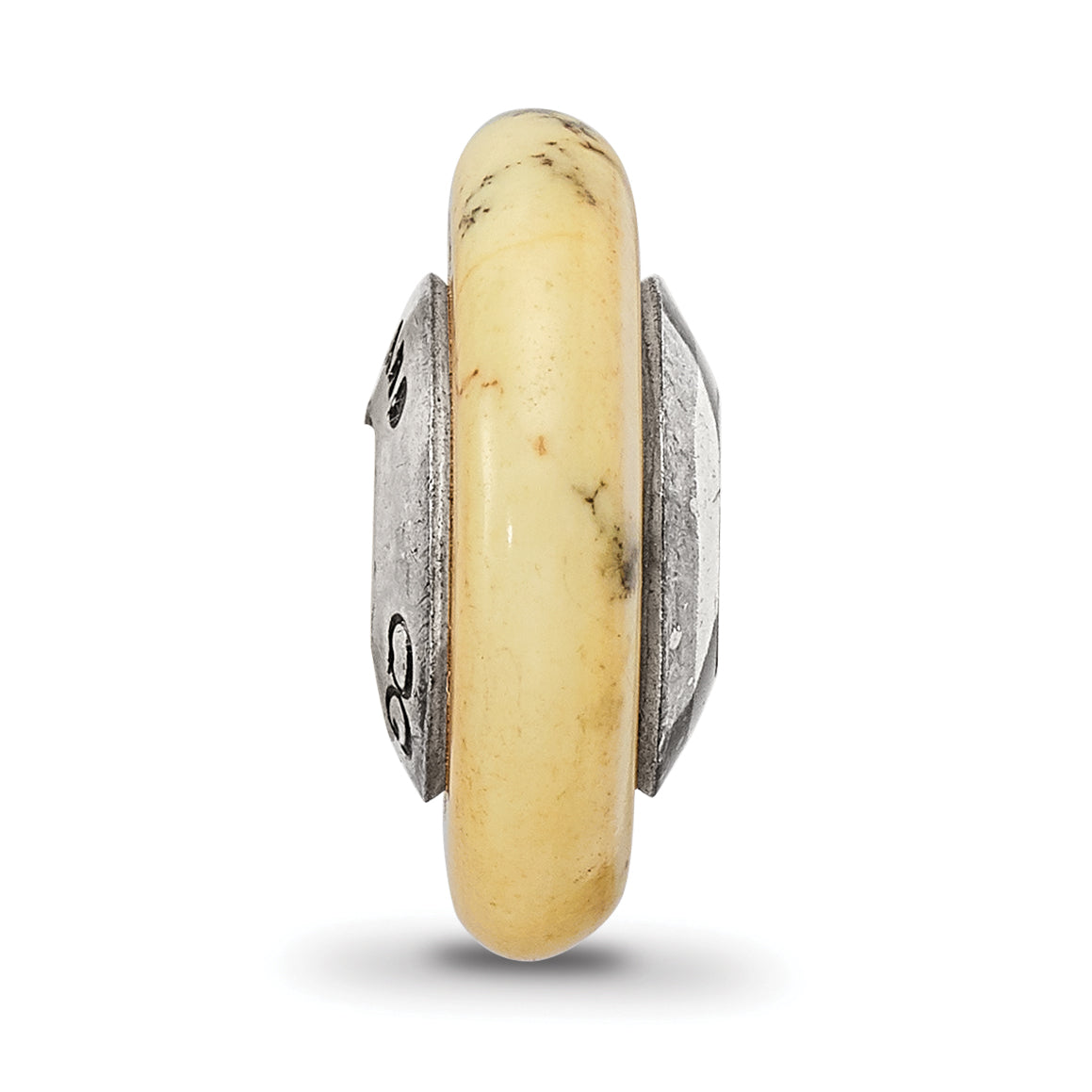 Sterling Silver 925 Polished Bead with Yellow Magnesite Stone Elegant Earth-Inspired Design