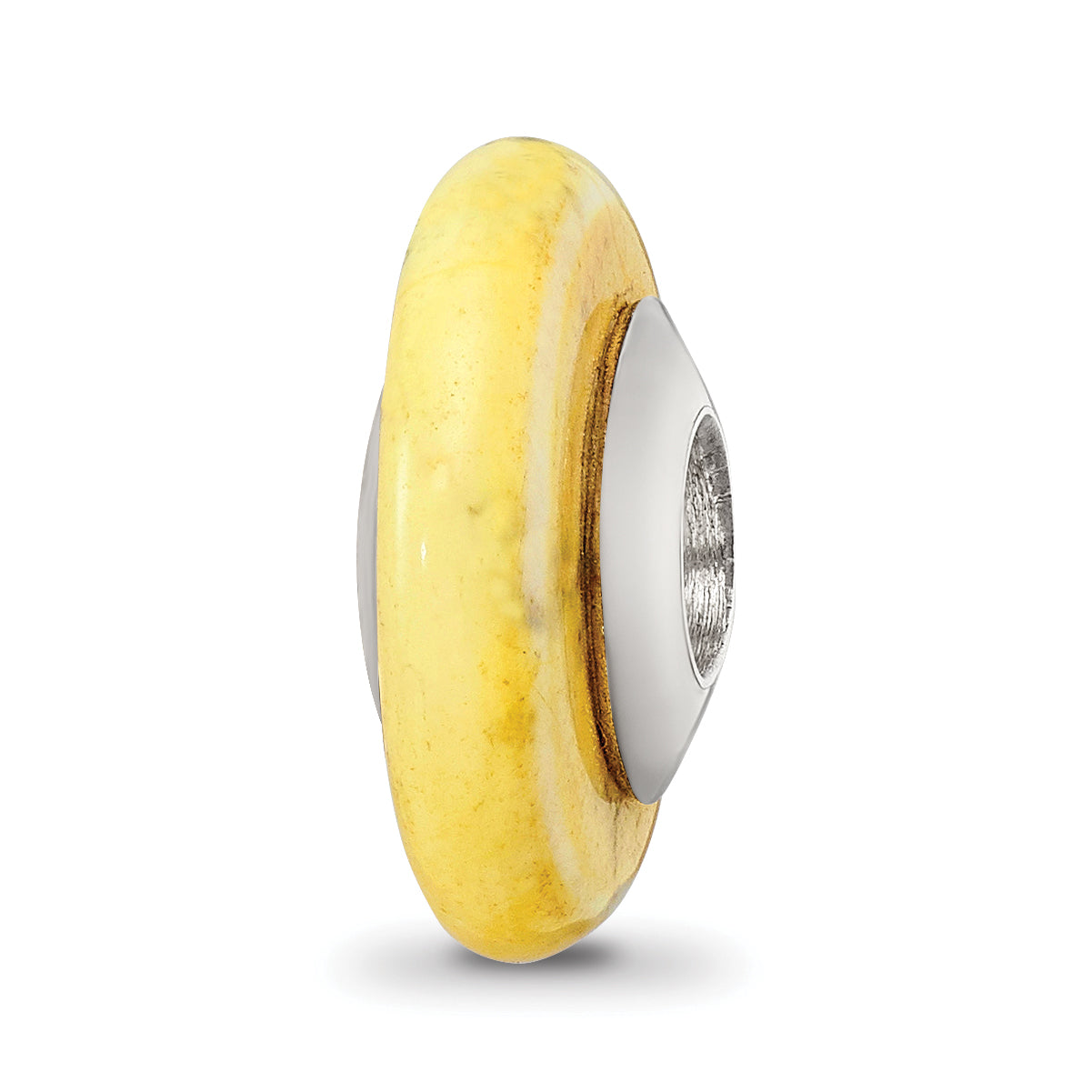 Sterling Silver Reflections Yellow Maganasite Stone Bead