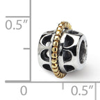 Sterling Silver & 14K Gold Bali Bead with Antiqued Finish