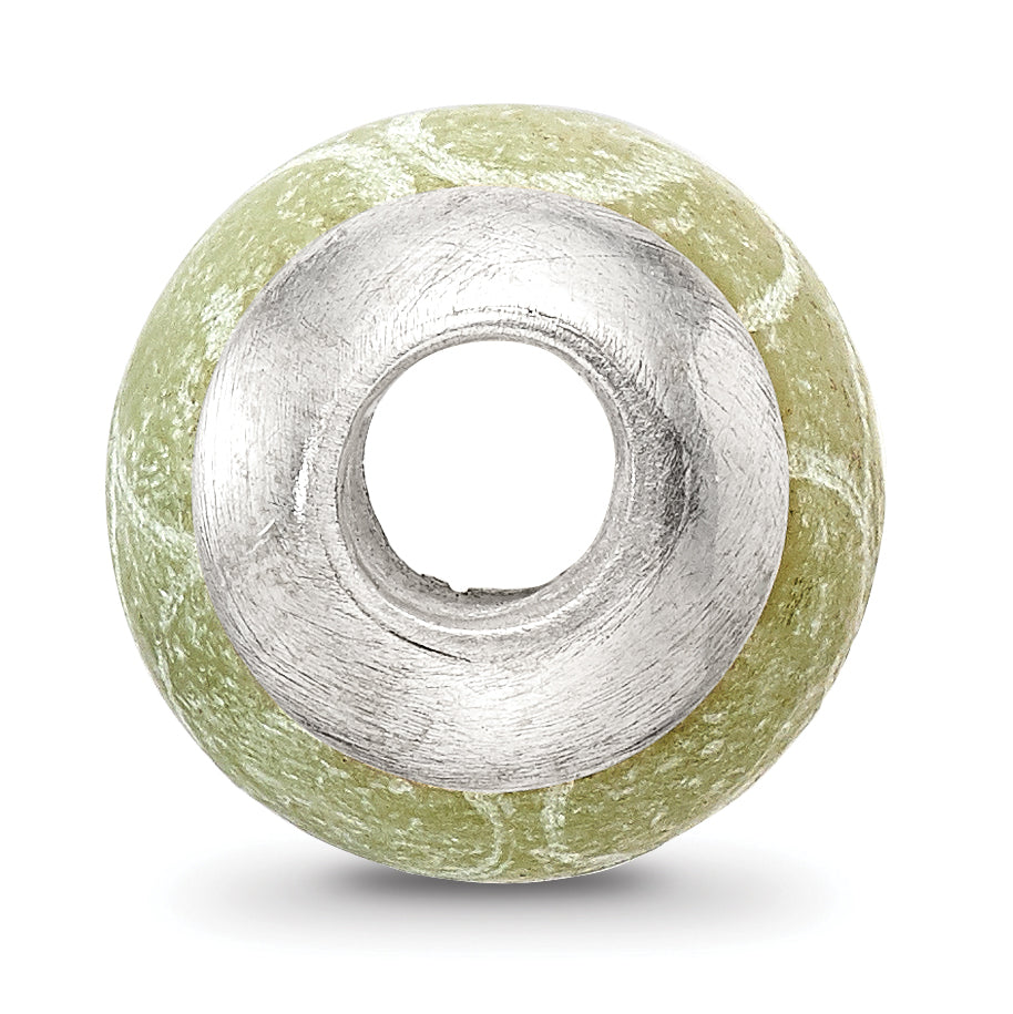 Sterling Silver Reflections Etched Jade Stone Bead