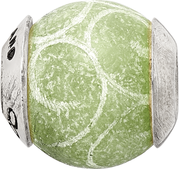 Sterling Silver 925 Jade Stone Bead with Polished Finish