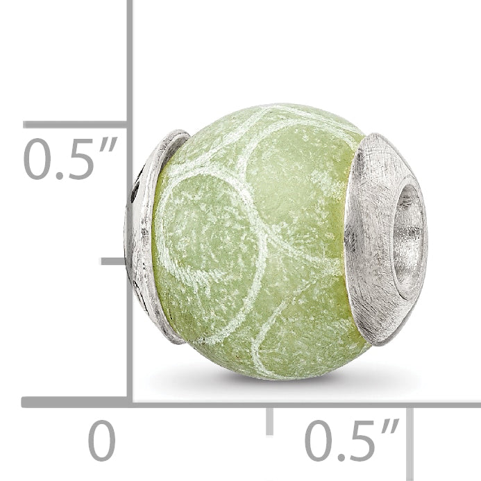 Sterling Silver 925 Jade Stone Bead with Polished Finish