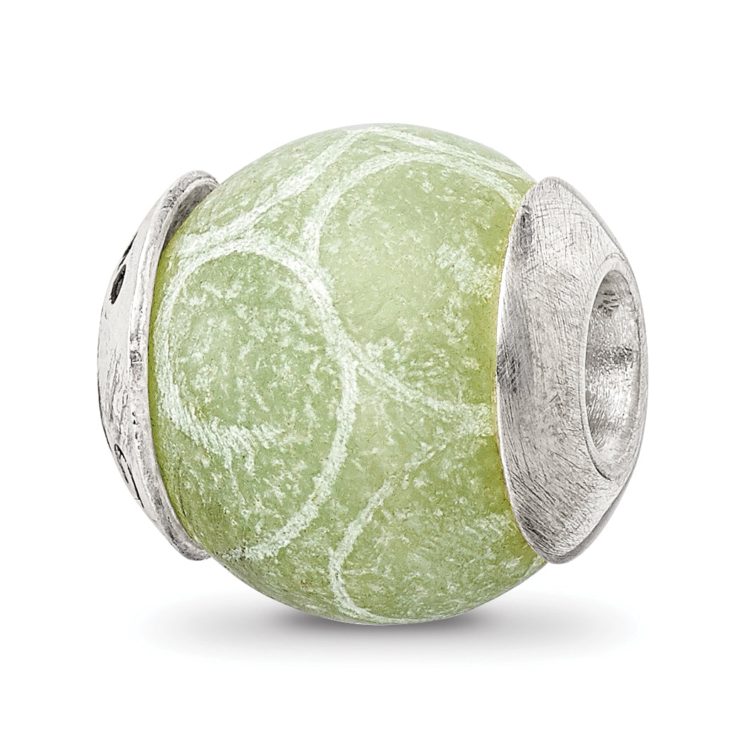 Sterling Silver Reflections Etched Jade Stone Bead Main image