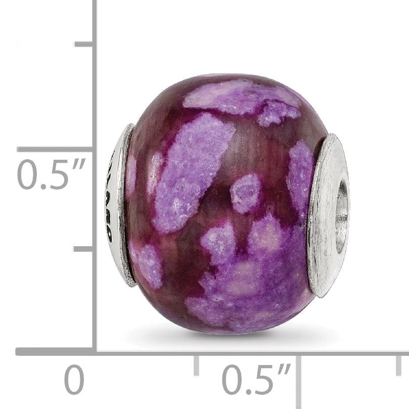 Sterling Silver 925 Bead with Purple Magnesite Stone Polished Finish