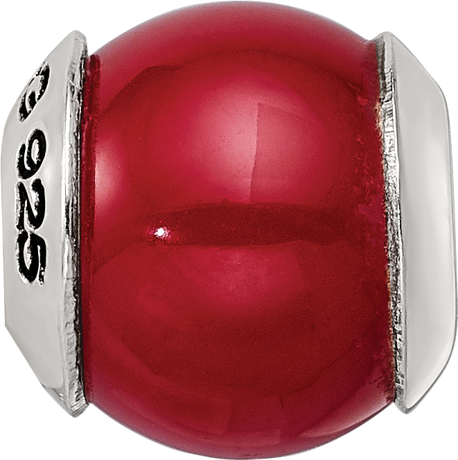 Sterling Silver 925 Red Quartz Bead with Polished Finish