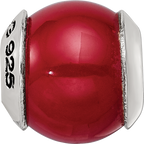 Sterling Silver 925 Red Quartz Bead with Polished Finish