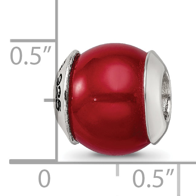 Sterling Silver 925 Red Quartz Bead with Polished Finish