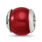 Sterling Silver Reflections Red Quartz Stone Bead