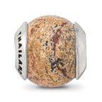 Sterling Silver 925 Polished Picture Jasper Bead with Earthy Elegance
