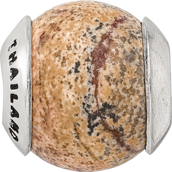 Sterling Silver 925 Polished Picture Jasper Bead with Earthy Elegance