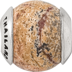 Sterling Silver 925 Polished Picture Jasper Bead with Earthy Elegance