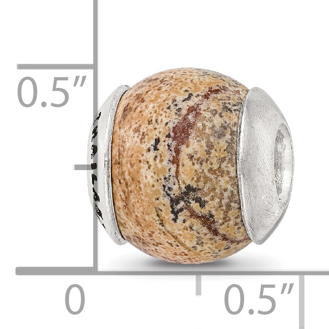 Sterling Silver Reflections Picture Jasper Stone Bead