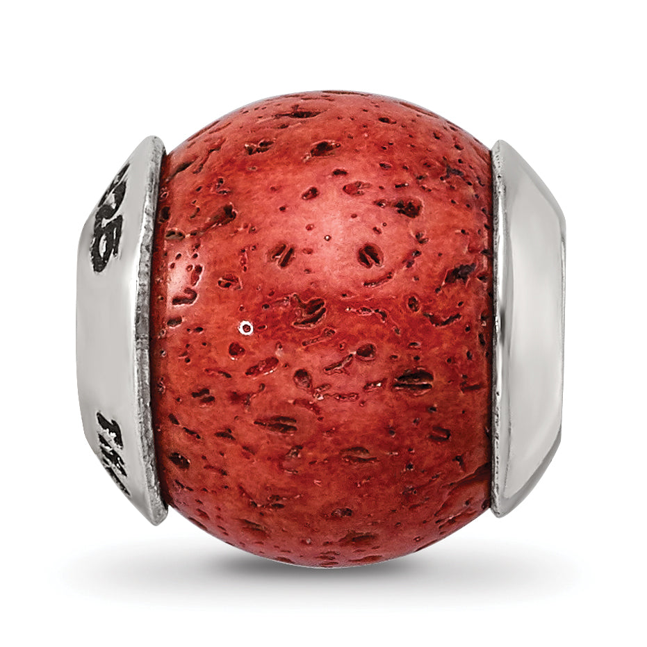 Sterling Silver 925 Coral Bead with Polished Finish Earthy Charm