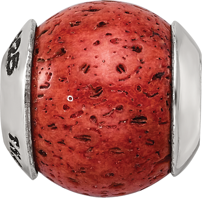 Sterling Silver 925 Coral Bead with Polished Finish Earthy Charm