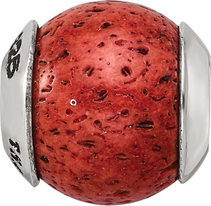 Sterling Silver Reflections Coral Stone Bead