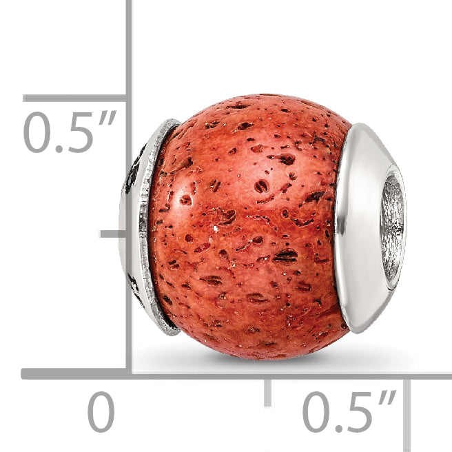 Sterling Silver 925 Coral Bead with Polished Finish Earthy Charm