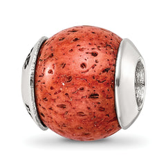 Sterling Silver Reflections Coral Stone Bead