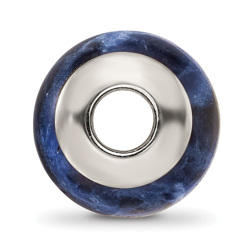 Sterling Silver 925 Sodalite Stone Bead with Polished Finish