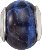 Sterling Silver 925 Sodalite Stone Bead with Polished Finish