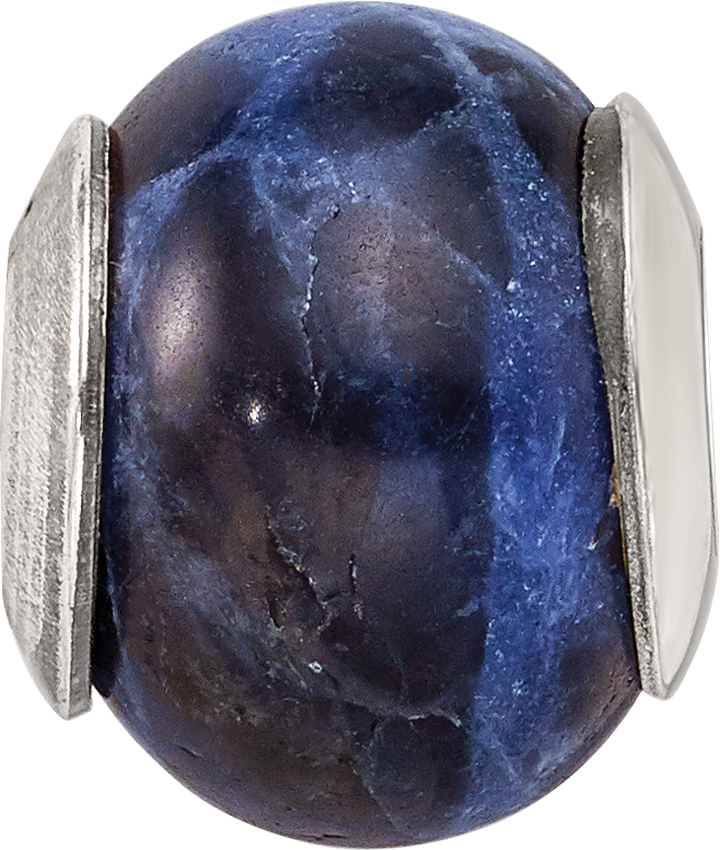 Sterling Silver 925 Sodalite Stone Bead with Polished Finish
