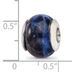 Sterling Silver 925 Sodalite Stone Bead with Polished Finish