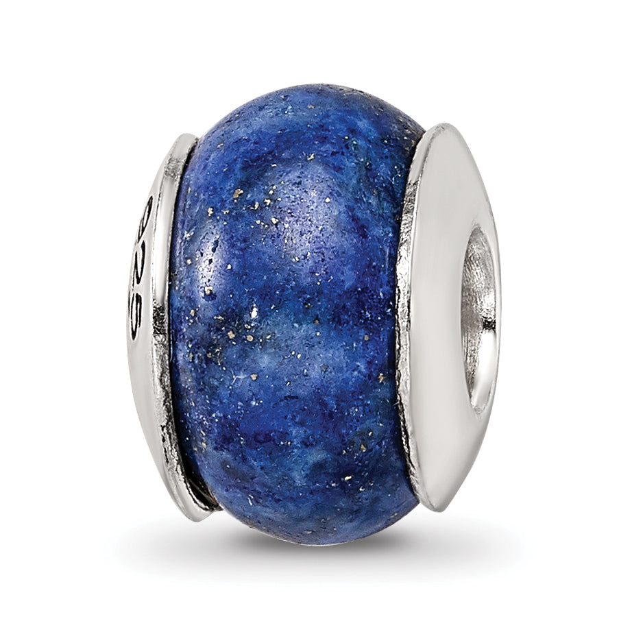 Sterling Silver Reflections Lapis Stone Bead