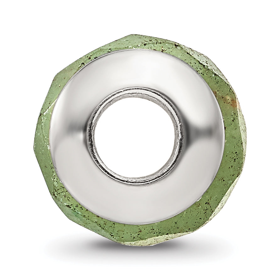 Sterling Silver Aventurine Bead with Polished Finish, Earth-Inspired Elegance