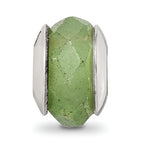 Sterling Silver Aventurine Bead with Polished Finish, Earth-Inspired Elegance